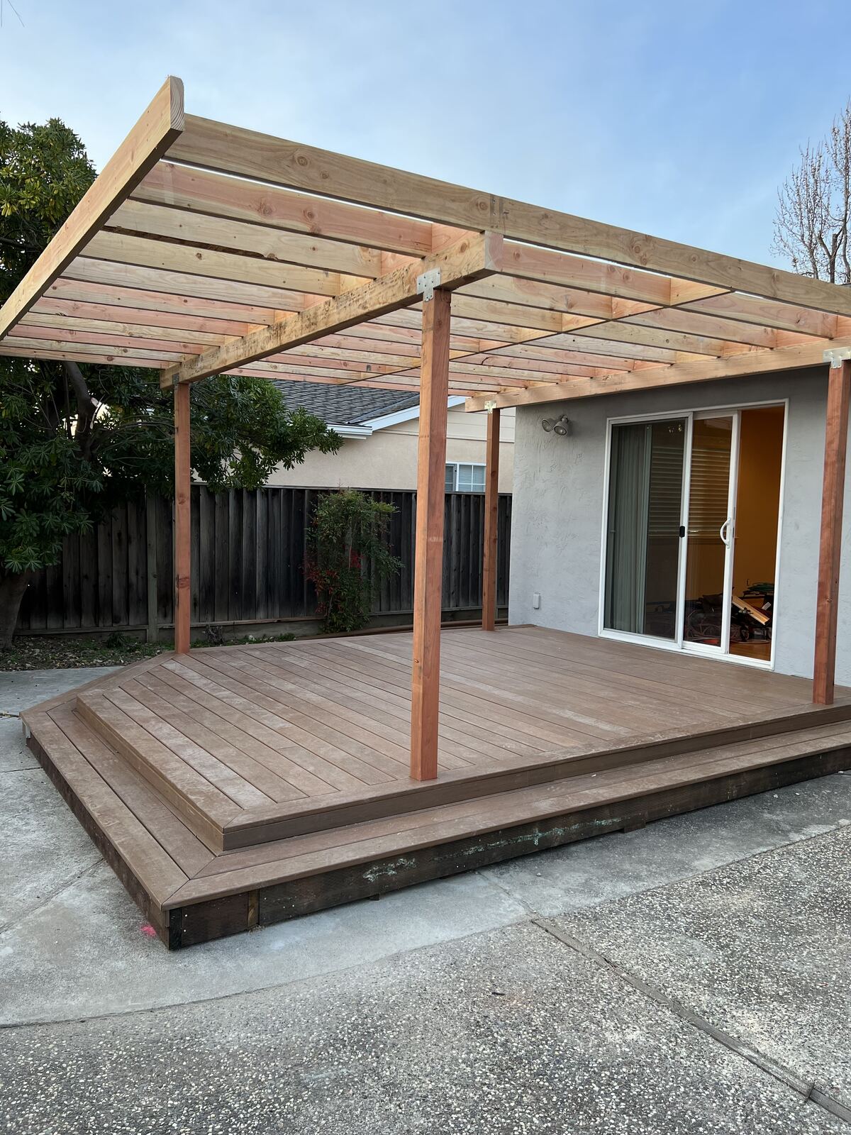 Pergola framing under construction